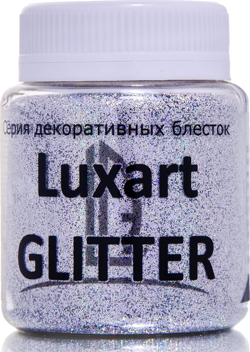 фото Luxart Блестки декоративные LuxGlitter цвет голографическое серебро 80 мл