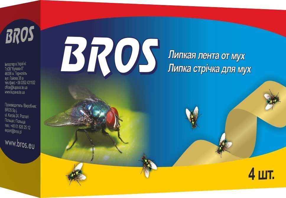 фото Лента липкая от мух "Bros", 4 шт