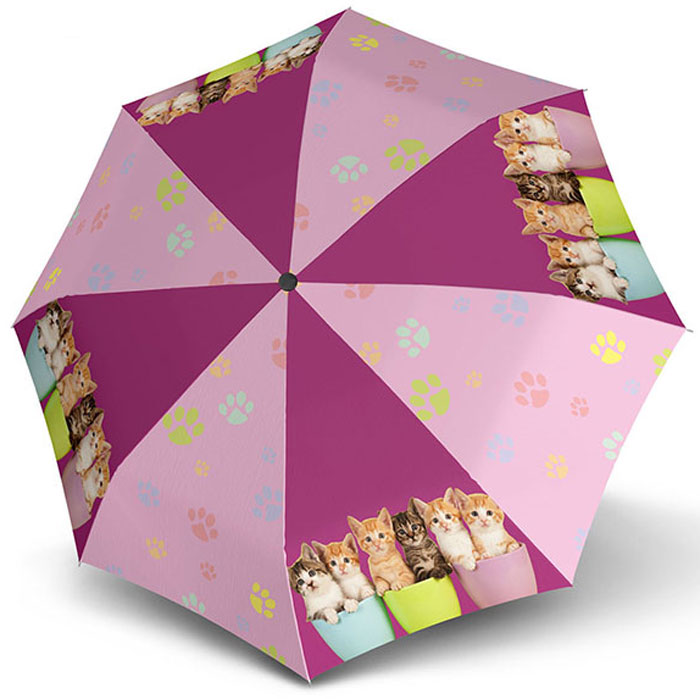 Зонт-трость для девочки Doppler, полуавтомат, цвет: розовый. 72757C
