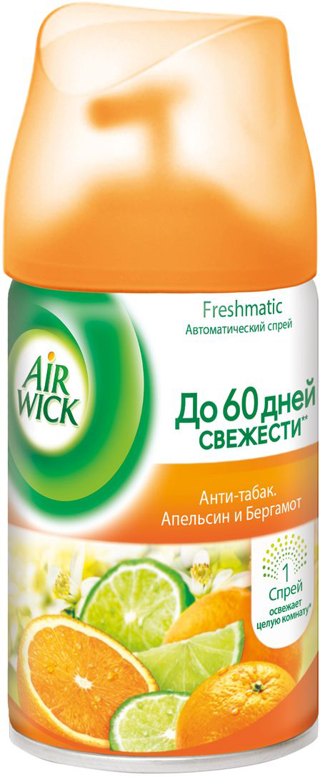 фото Сменный флакон к освежителю воздуха AirWick "Антитабак. Апельсин и бергамот", 250 мл