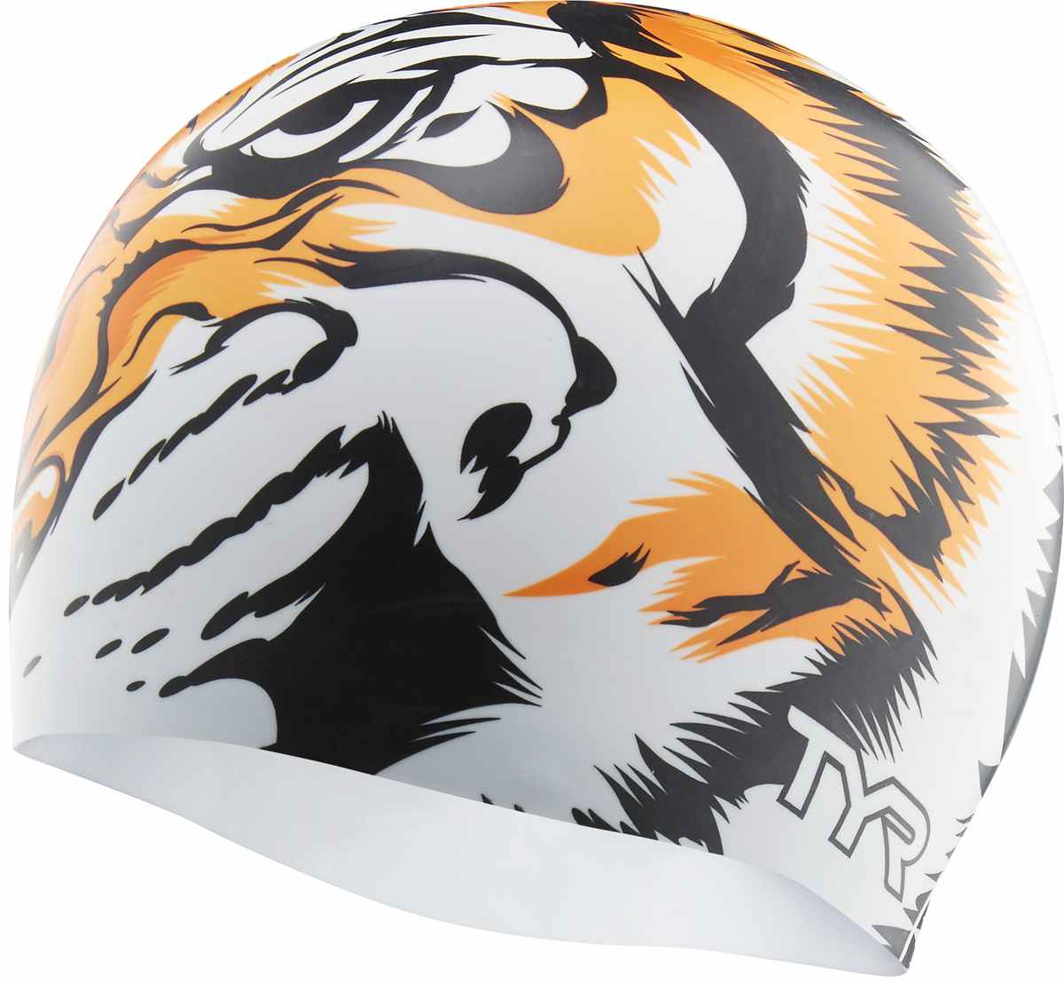 фото Шапочка для плавания Tyr "Silicone Tiger Cap", цвет: белый, оранжевый. LCSTIGER