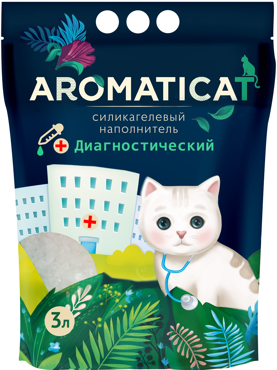 фото Силикагелевый наполнитель "Aromaticat", диагностический, с гранулами-индикаторами pH, 3 л