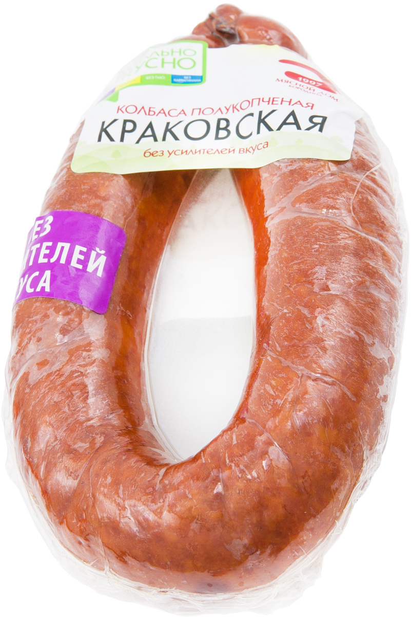 МД Бородина Краковская колбаса полукопченая в натуральной оболочке. 400 г