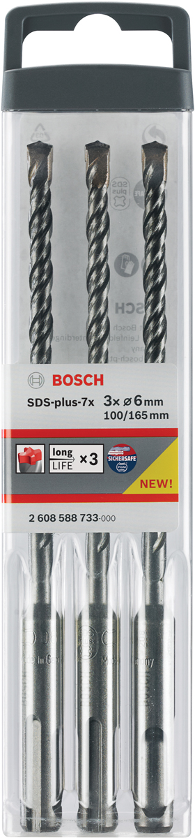 фото Набор буров для перфоратора Bosch "SDS Plus-7X", 3 шт, диаметр 6-10 мм. 2608576201