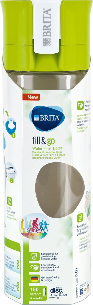 фото Фильтр-бутылка Brita "Fill & Go Vital", со сменным картриджем, цвет: лайм, 0,6 л