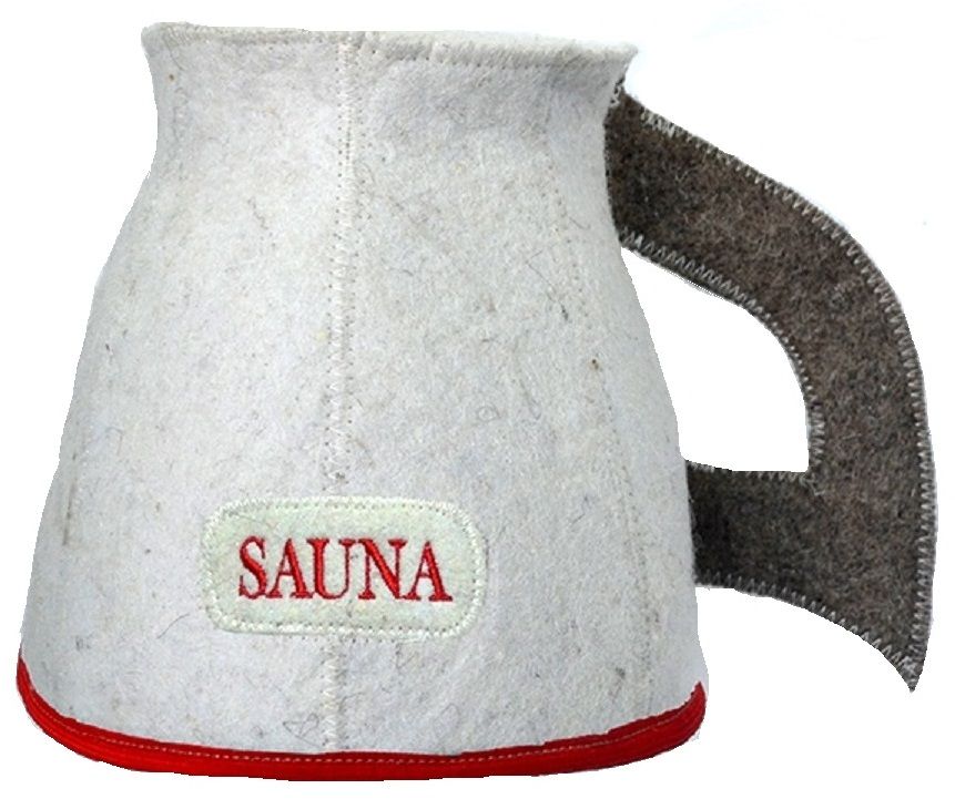 фото Шапка для бани и сауны Ecology Sauna "Кружка", цвет: белый, серый, красный