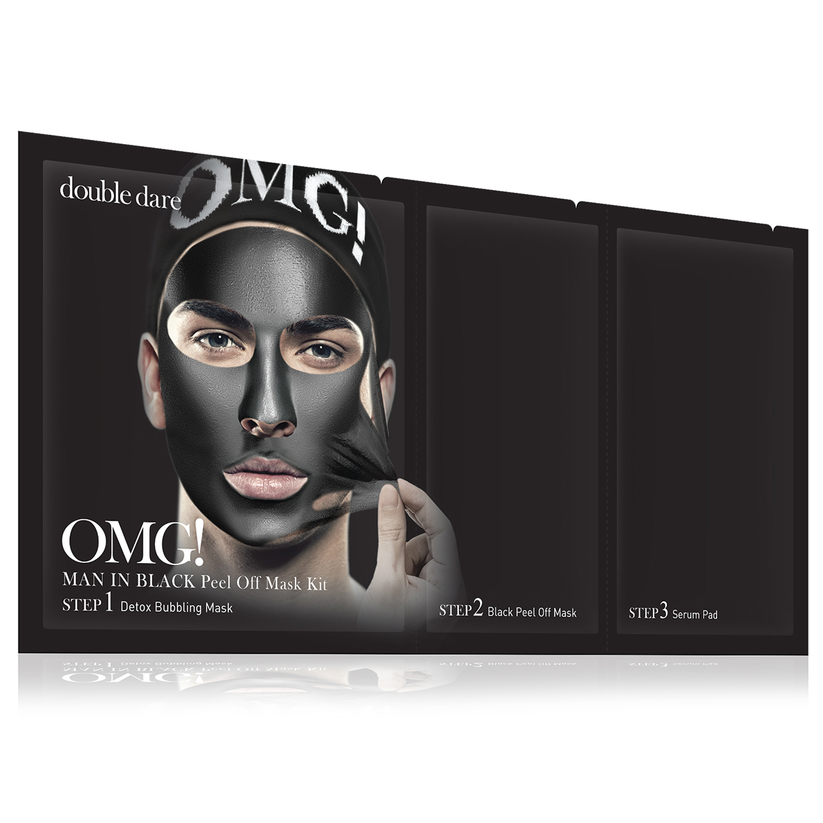 фото Double Dare OMG! Man In Black Peel Off Mask Kit Маска мужская трехкомпонентная для ухода за кожей лица