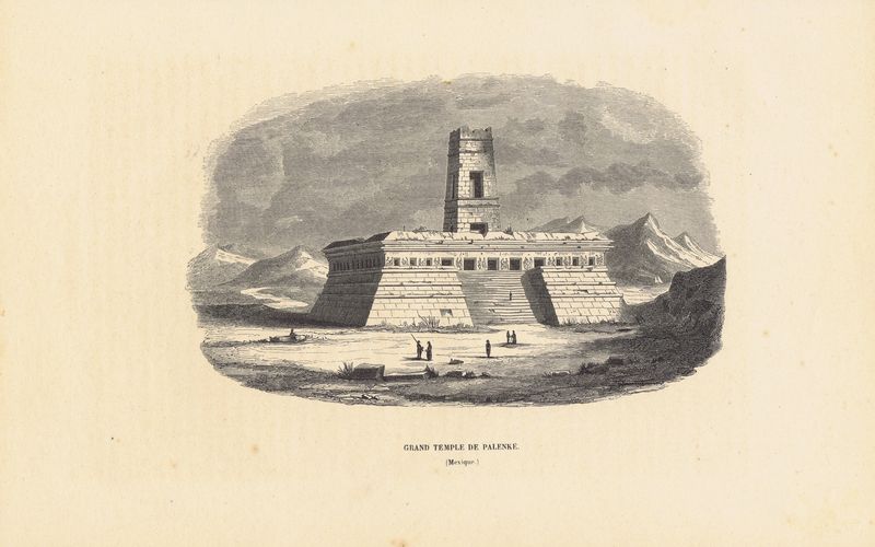 фото Большой храм в Паленке, Мексика. Ксилография. Бельгия, Брюссель, 1843 год