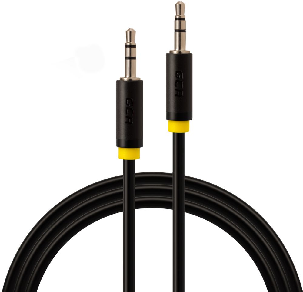 фото GCR GCR-AVC1114 Premium, Black Yellow аудио-кабель Jack 3,5mm - Jack 3,5mm (0,5 м)