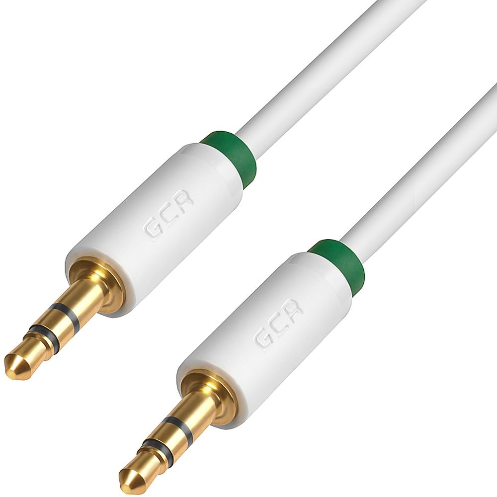 фото GCR GCR-AVC1662 Premium, White Green аудио-кабель Jack 3,5mm - Jack 3,5mm (0,25 м)