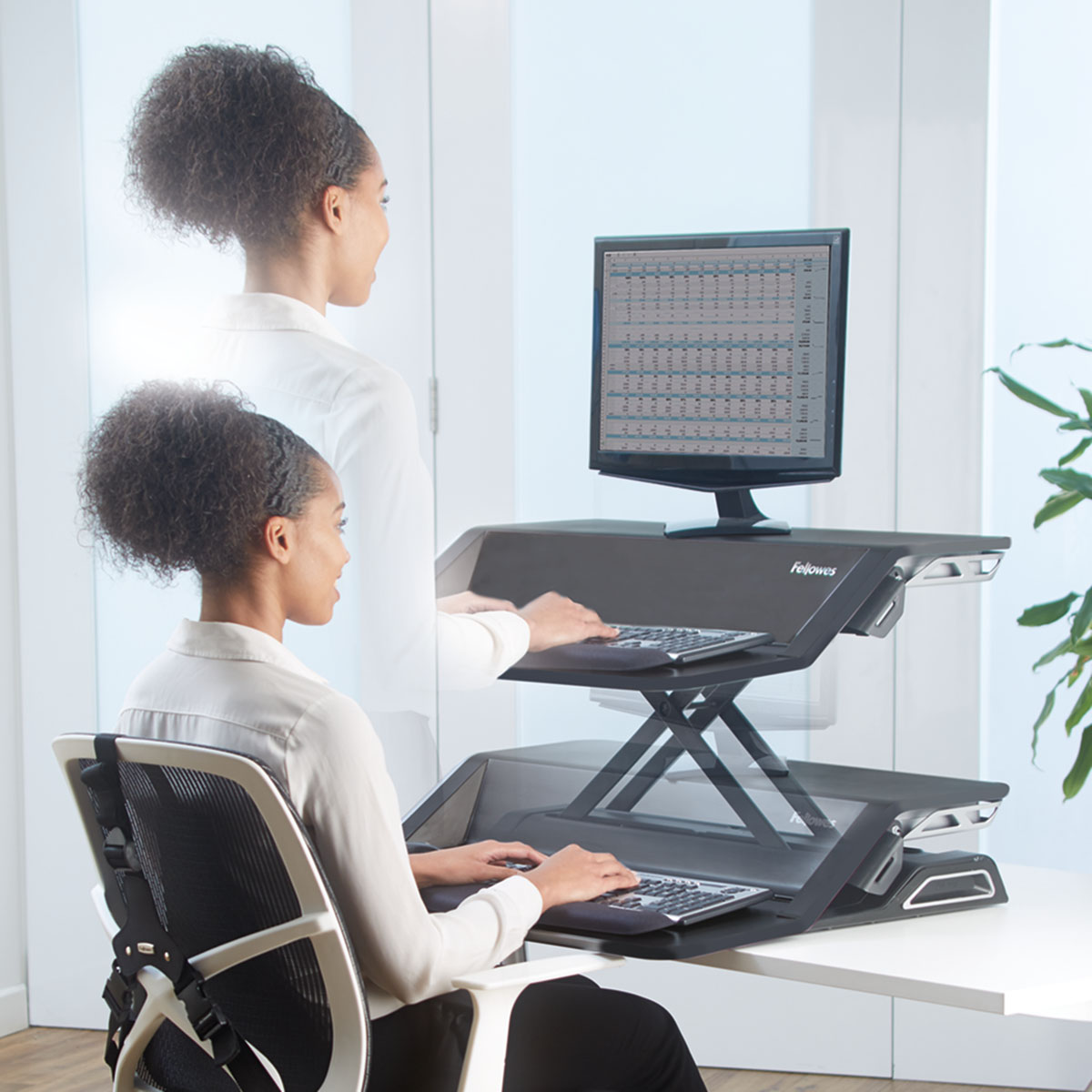 фото Fellowes Lotus Sit-Stand Workstation FS-00079, Black платформа для работы