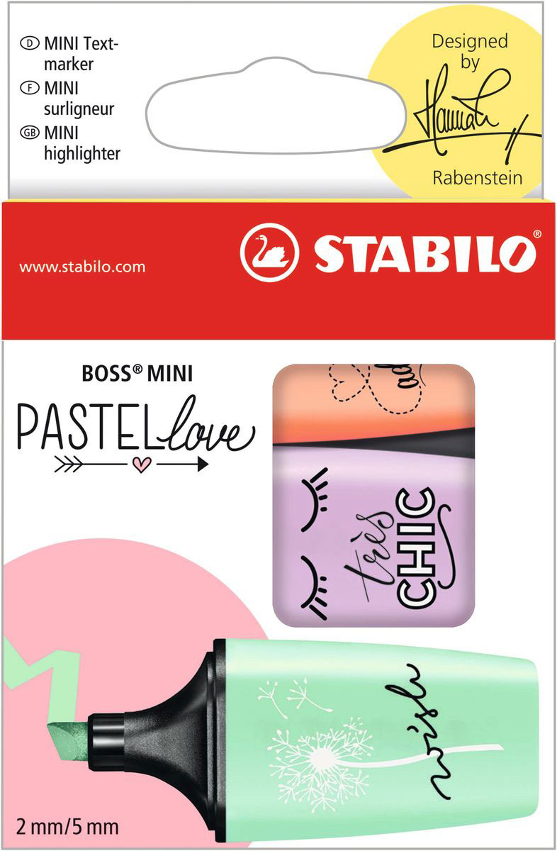 STABILO Набор маркеров Boss Mini Pastel Love 3 цвета 07/03-47