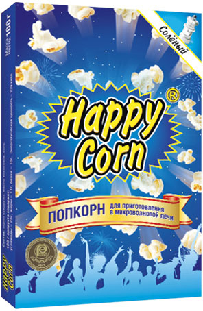 фото Happy Corn Попкорн для приготовления в СВЧ с солью, 100 г