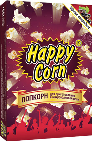 фото Happy Corn Попкорн для приготовления в СВЧ со вкусом черной смородины, 100 г