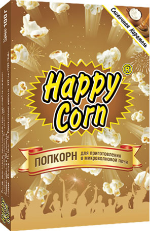 фото Happy Corn Попкорн для приготовления в СВЧ со вкусом сливочной карамели, 100 г