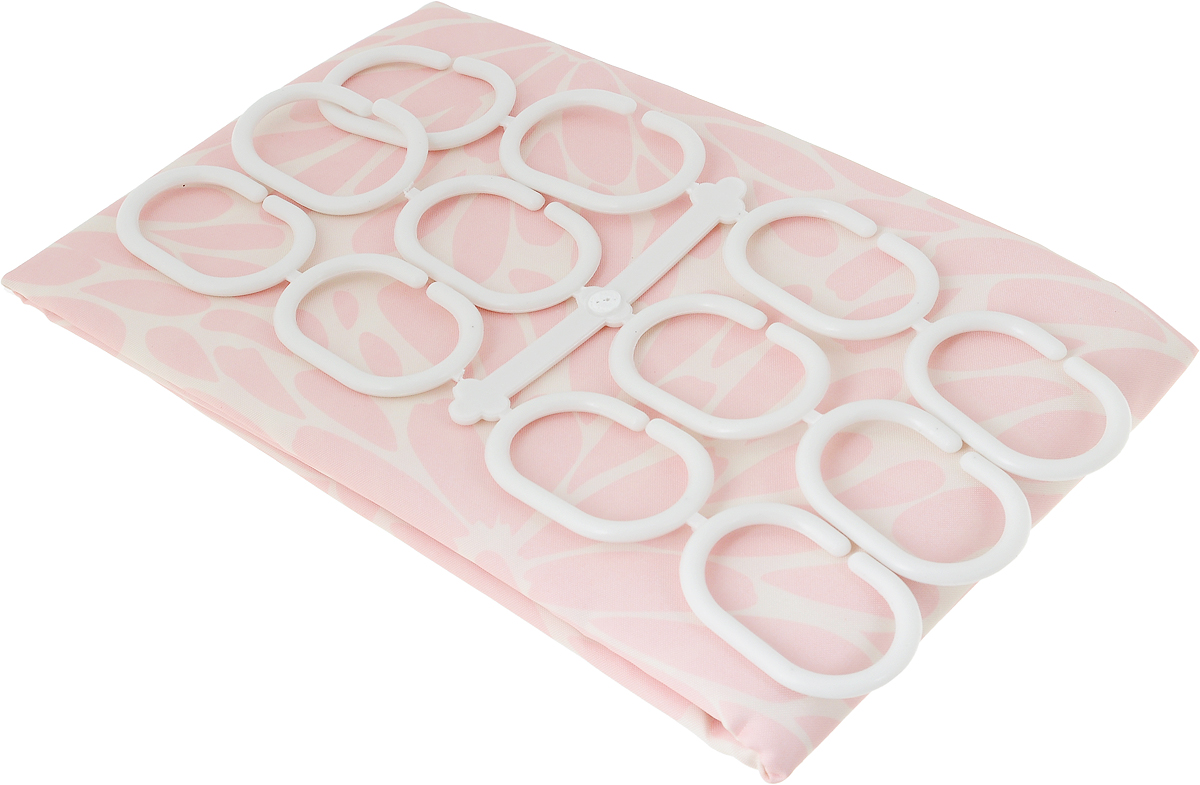 фото Занавеска для ванной "Verran", тканевая, цвет: розовый, белый, 180 x 180 см