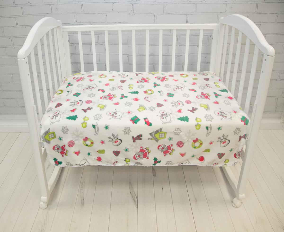 фото Baby Nice Плед-покрывало детский Micro Flannel Снеговики цвет белый 100 x 118 см