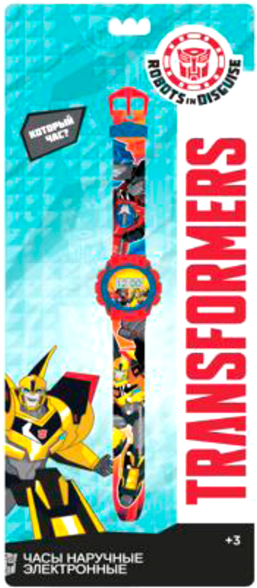 Часы наручные детские Transformers, электронные, цвет: голубой, желтый. TNF31426