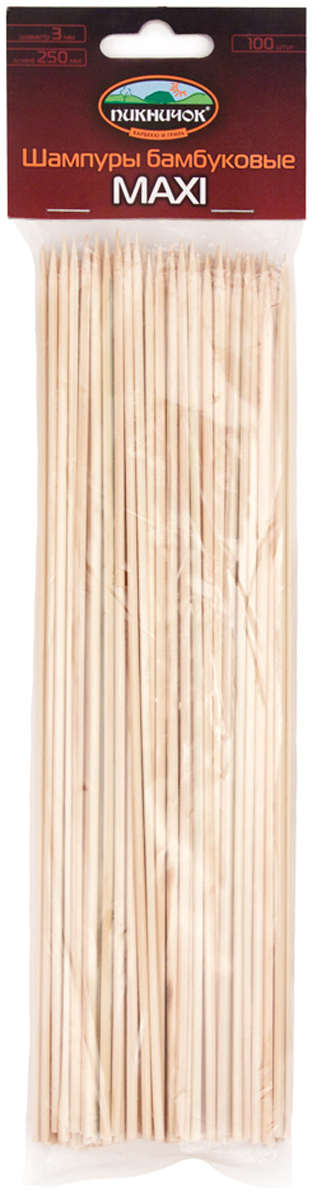 фото Набор бамбуковых шампуров Пикничок "Макси", длина 25 см, 100 шт