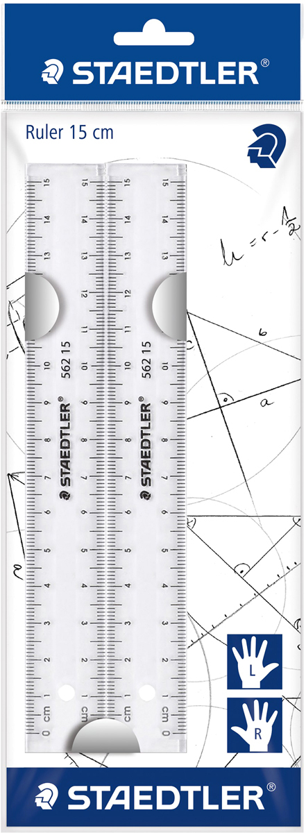 Линейка пластиковая прозрачная Staedtler 562, 15 см, 2 штуки