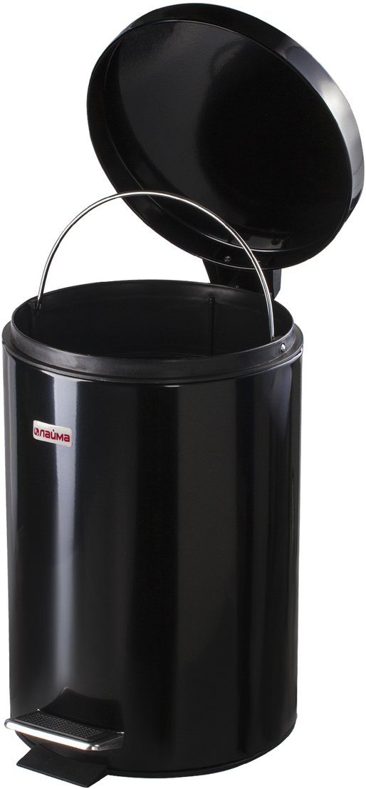 фото Ведро-контейнер для мусора "Лайма", с педалью, цвет: черный, 12 л. 602850
