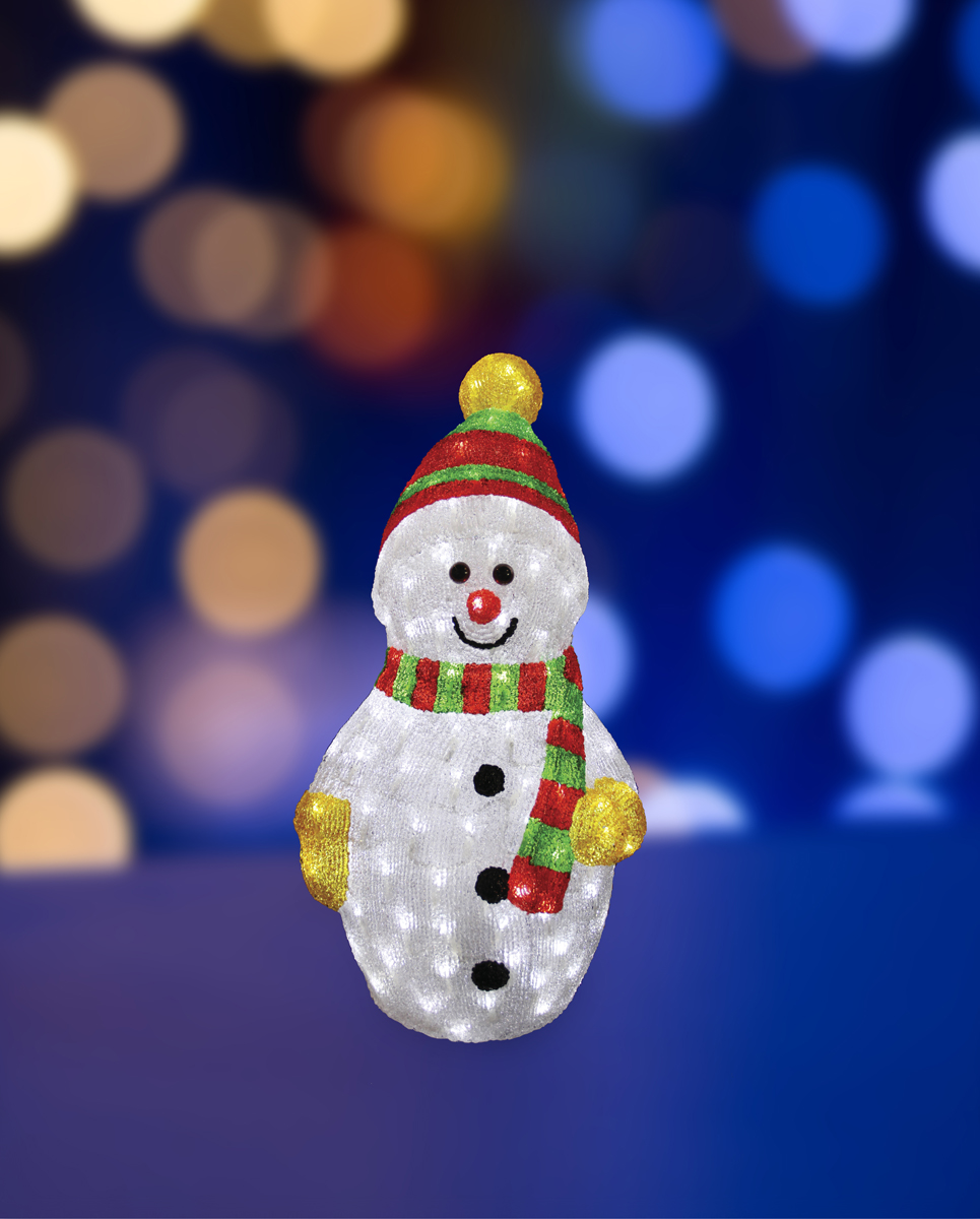 фото Фигура акриловая светодиодная Neon-Night "Снеговик с шарфом", 200 LED, с понижающим трансформатором, 60 см