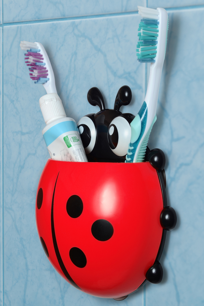 фото Держатель для зубных щеток Ruges "Божья коровка", цвет: красный