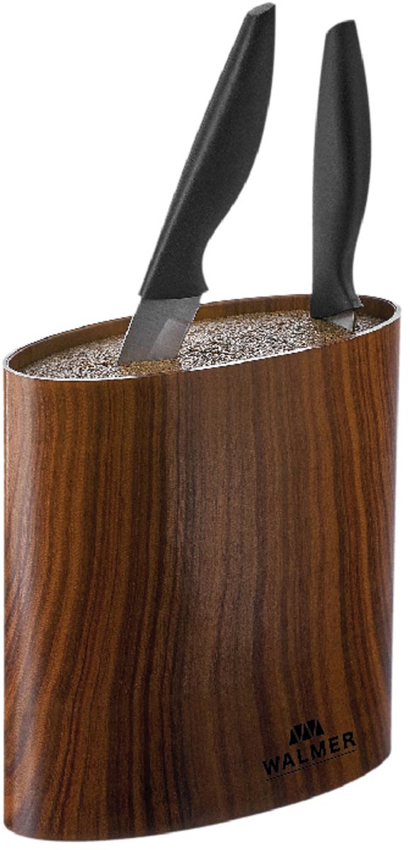 фото Подставка для ножей Walmer "Wood", цвет: коричневый, 16 x 7 x 16 см