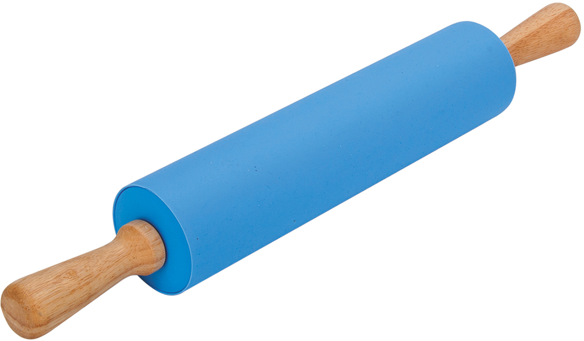 Скалка Regent Inox Silicone, цвет: голубой, 43 х 5 см скалка regent inox silicone 43 см