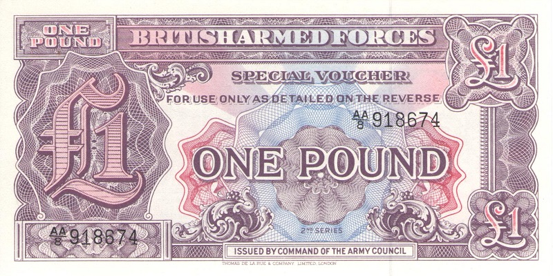 Банкнота. Специальный ваучер на 1 фунт. Британские вооруженные силы. 2 серия. Великобритания, 1948 год