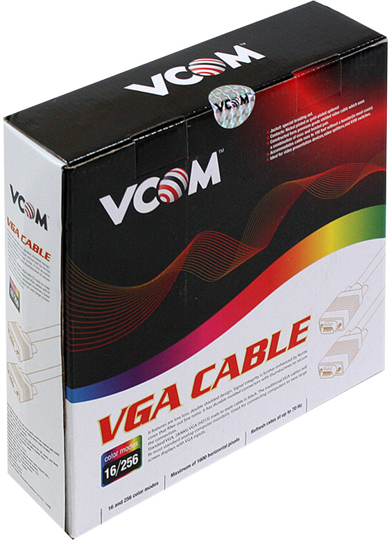 фото VCOM VVG6460-20M, Black кабель VGA 15M/15F (20 м)