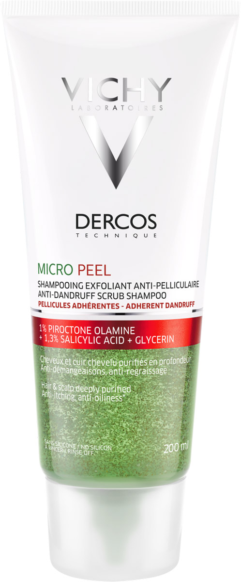 Пилинг для головы от перхоти. Vichy Dercos пилинг. Vichy Dercos Micro Peel пилинг. Виши Деркос пилинг для кожи головы. Шампунь пилинг 3 в 1 Деркос.