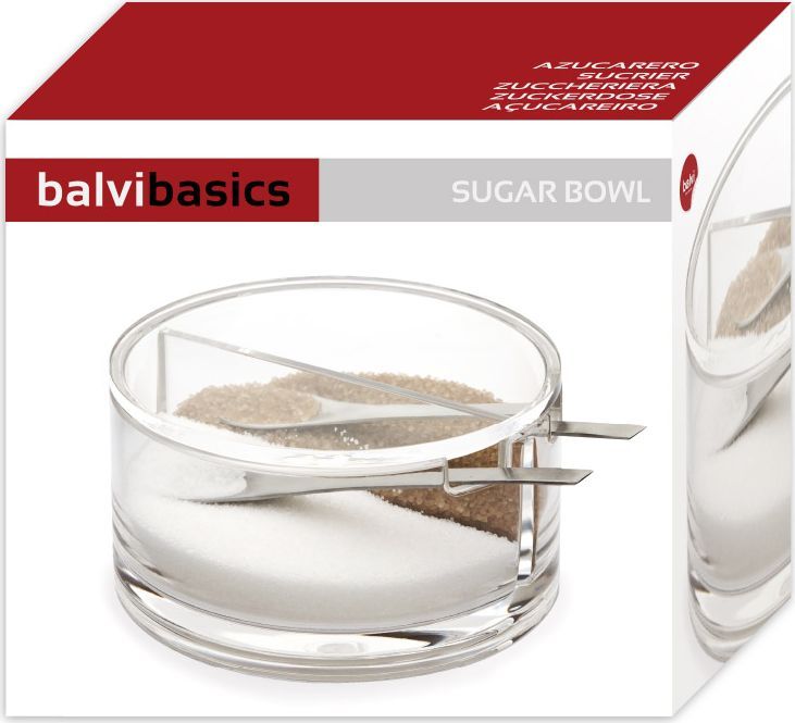 фото Сахарница Balvi с ложкой Basics двойная, 250 гр, прозрачный