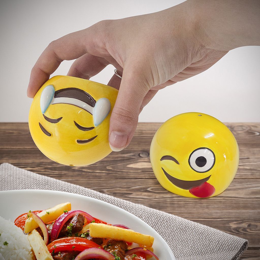 фото Солонка и перечница Balvi "Emoji", цвет: желтый