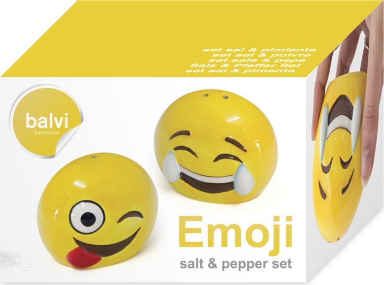 фото Солонка и перечница Balvi "Emoji", цвет: желтый