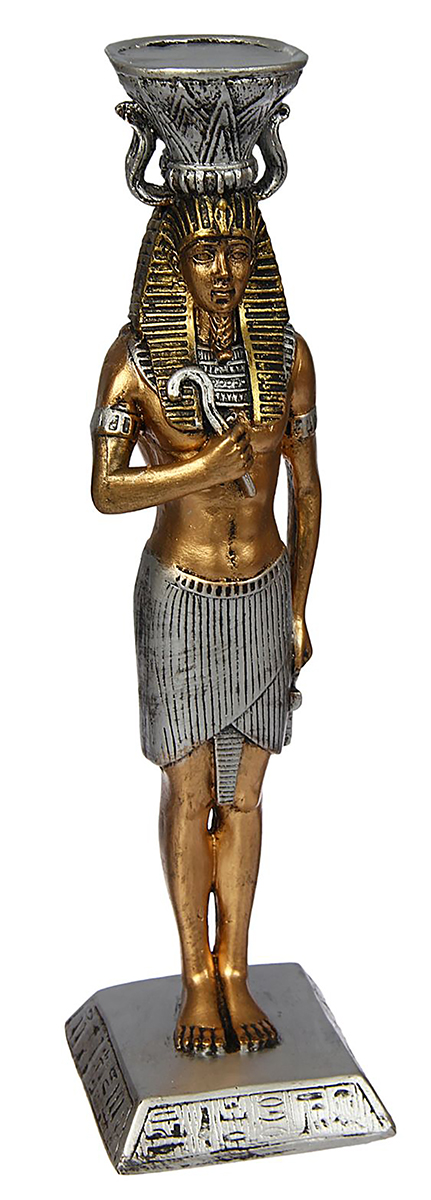 фото Подсвечник Premium Gips "Фараон", цвет: серебристый, золотистый, 9 х 8 х 30 см