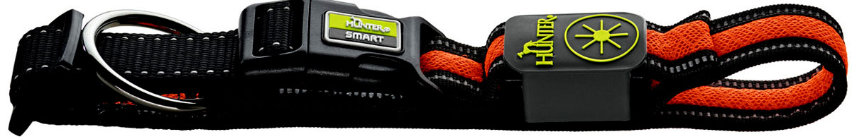 фото Ошейник Hunter "LED Manoa Glow", cветящийся, цвет: черный, оранжевый, размер: L (55-60 см) Hunter smart