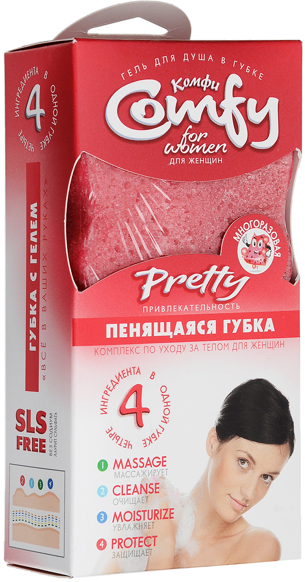 фото Comfy Комплекс Pretty 2в1 по уходу за телом для женщин (губка + гель для душа)