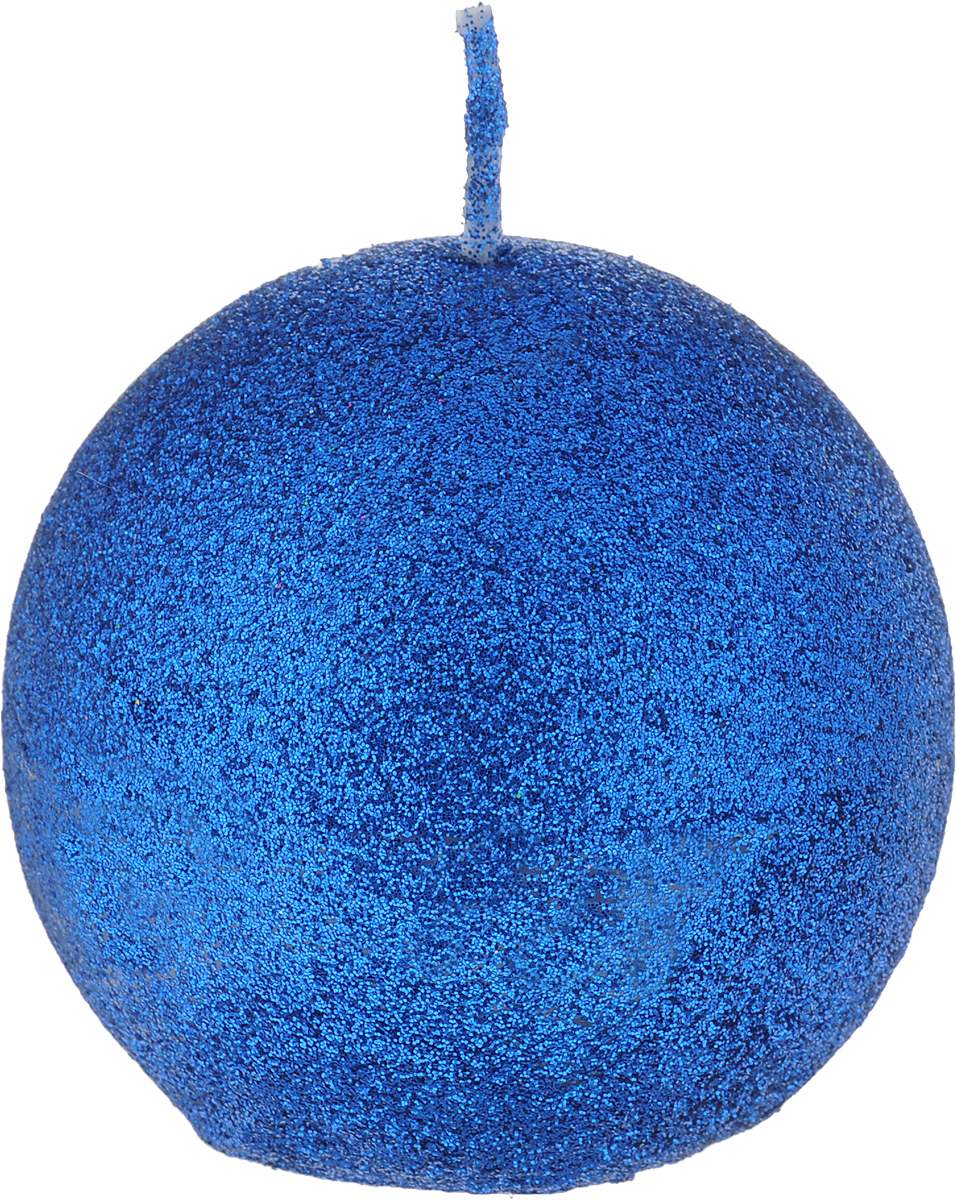 фото Свеча-шар "B&H", с блестками, цвет: синий, диаметр 6,3 см