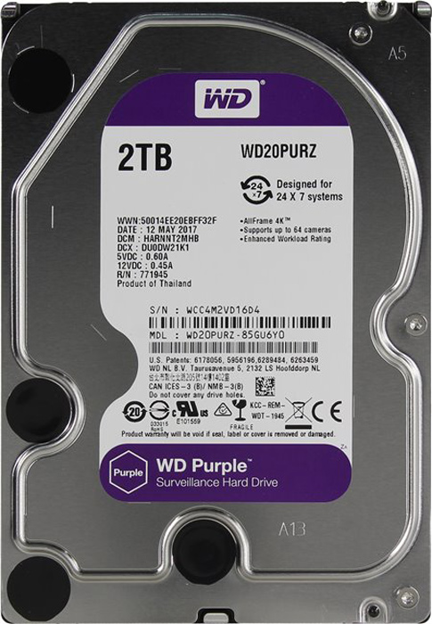 фото Внутренний жесткий диск WD Purple 2TB (WD20PURZ)