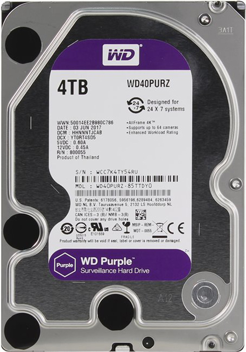 фото Внутренний жесткий диск WD Purple 4TB (WD40PURZ)