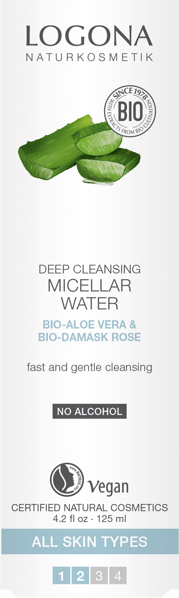 фото Logona Мицеллярная вода для глубокого очищения кожи с Био-Алоэ и Био-Дамасской Розой, 125 мл