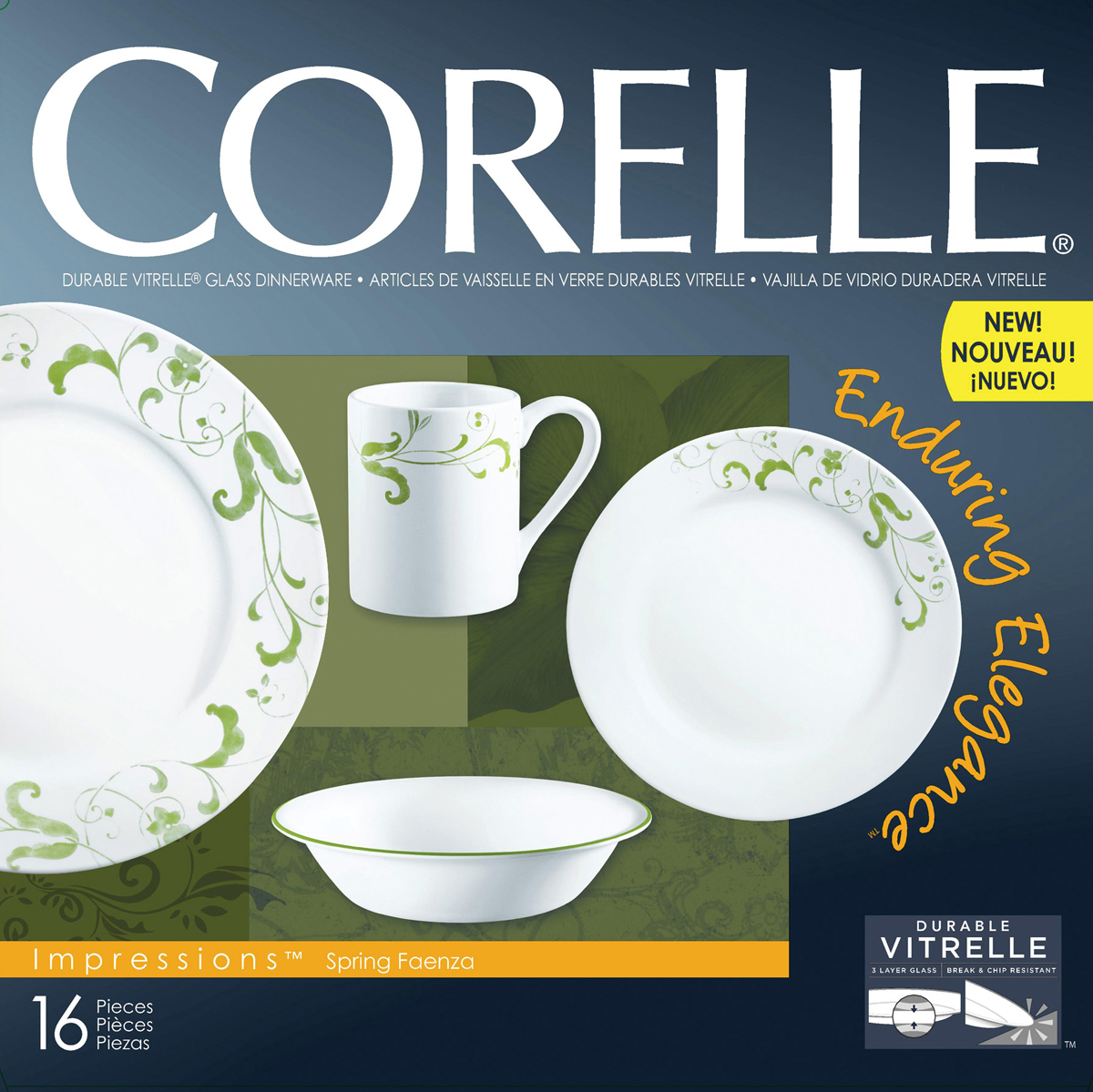 фото Набор посуды Corelle "Spring Faenza", цвет: белый, 16 предметов. 1107615