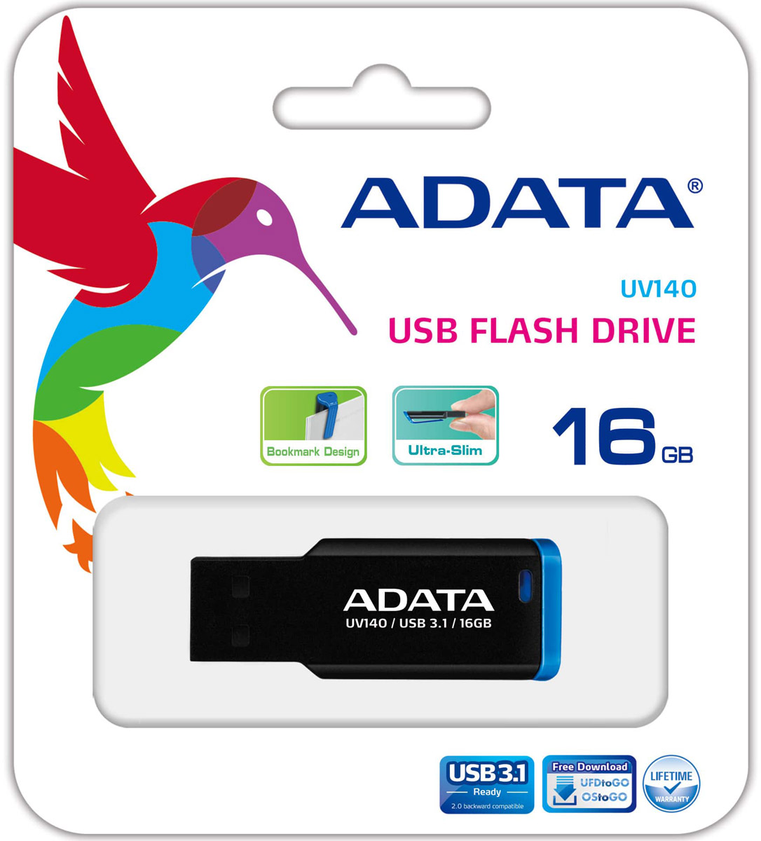 фото ADATA UV140 16GB, Black Blue USB-накопитель