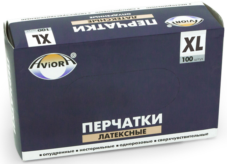 фото Перчатки латексные "Aviora", опудренные, размер 10 (XL), 100 шт