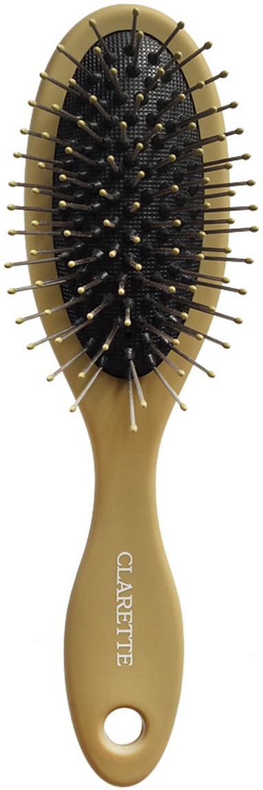 Clarette Щетка для волос массажная с металлическими зубцами компакт, цвет: оливковый