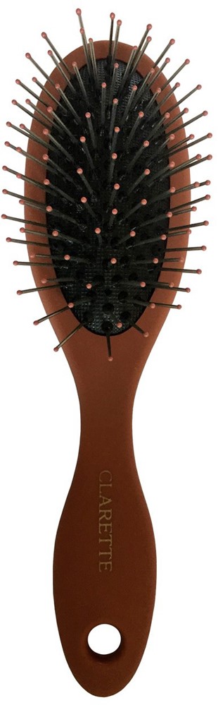 Clarette Щетка для волос массажная с металлическими зубцами компакт, цвет: терракотовый