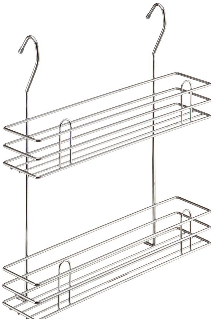 фото Полка для специй Lemax "Тип-II", 2-ярусная, навесная, на рейлинг, цвет: хром, 35 х 10,5 х 40 см