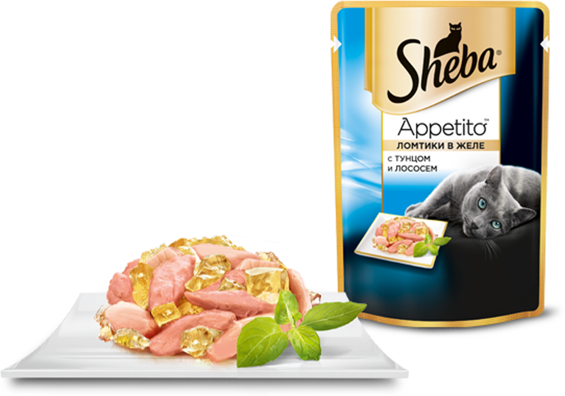 фото Консервы для взрослых кошек Sheba "Appetito", с тунцом и лососем в желе, 85 г х 24 шт