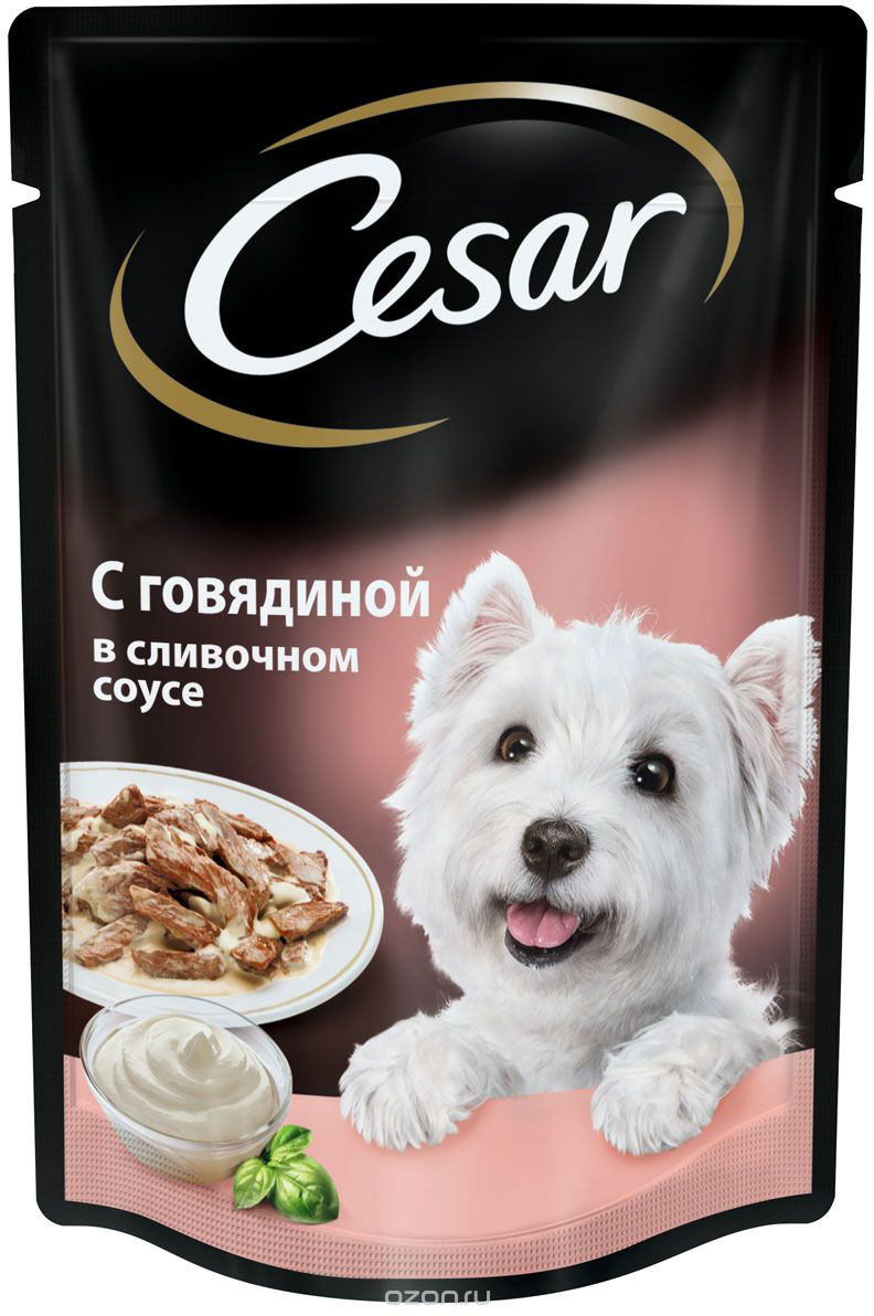 фото Консервы для собак "Cesar", говядина в сливочном соусе, 100 г, 24 шт